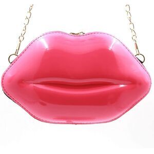 Lip Purse Evening Bag Crossbody Shoulder Bag Rose Red